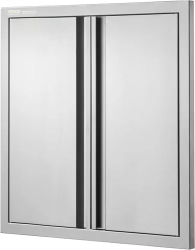 Miniatura 10 de VEVOR Puerta de acceso para barbacoa de 24 x 24 pulgadas, puerta doble para barbacoa de acero inoxidable con mango empotrado, puertas de cocina al