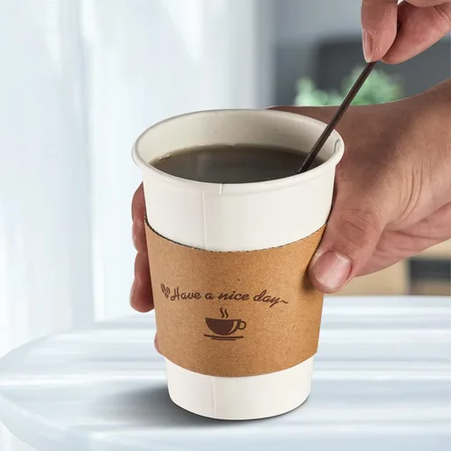 Miniatura 4 de LITOPAK Paquete de 200 fundas de papel kraft para tazas de café, fundas de café, soporte desechable corrugado para bebidas calientes