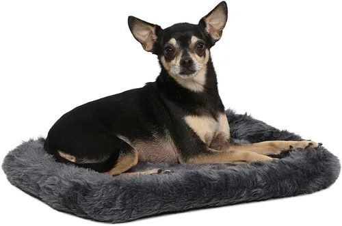 Cama para mascotas MidWest Bolster, ideal para cajas de metal para perros, se puede lavar a máquina y secar, Gris carbón