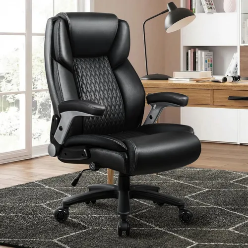 Miniatura 2 de VITESSE Silla de oficina grande y alta de 600 libras con reposabrazos abatible, grande y resistente con soporte lumbar ergonómico, silla de oficina