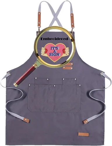Miniatura 17 de Delantal de chef personalizado con espalda cruzada con correas ajustables, lona bordada e impresión