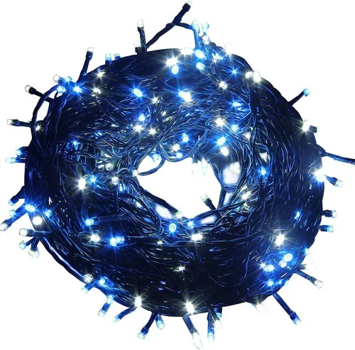 Guirnalda de luces para exteriores de 33 pies, 100 luces LED con controlador de modos de memoria, luces de Navidad extensibles para bodas, Navidad,
