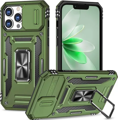 Miniatura 88 de Funda para iPhone 13 Pro con funda para cámara, con soporte de anillo para soporte, con función de montaje magnético para automóvil, para iPhone 13