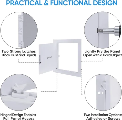 Miniatura 3 de TICONN Panel de Acceso para Paneles de Yeso, 8 x 8 Pulgadas Cubierta de Agujero de Pared de Plástico ABS Puertas de Acceso, Panel de Pared