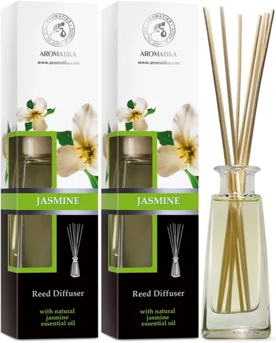 Difusor de varillas de jazmín con aceite esencial de jazmín natural, juego de 2 x 3.4 onzas líquidas (3.4 fl oz), fragancia fresca y duradera,