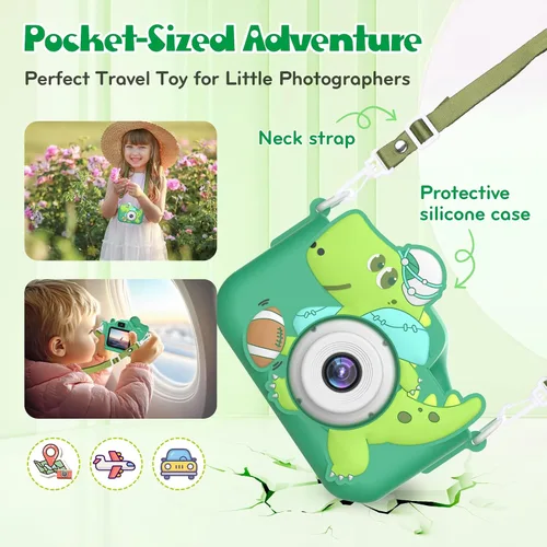 Miniatura 5 de Juguetes de cámara para niños, cámara digital para niños de 3 a 8 años, juguetes de dinosaurio de viaje, regalo de cumpleaños de Navidad para niños