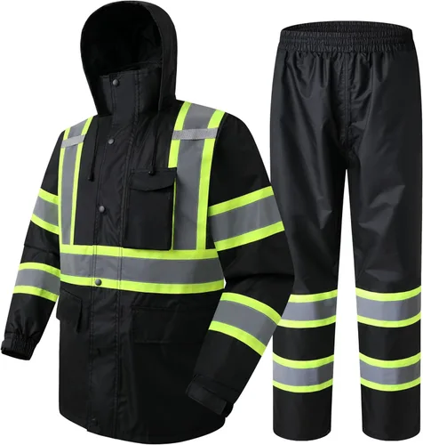 JKSafety Chaqueta y pantalones reflectantes de alta visibilidad para lluvia, impermeables para hombres y mujeres, equipo de lluvia para agricultura,