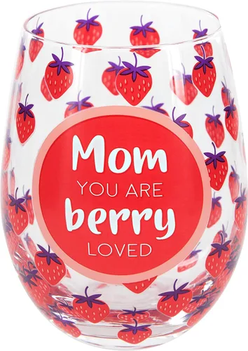 Miniatura 2 de Mom You Are Berry Loved - Copa de vino sin tallo de fresa de 18 onzas