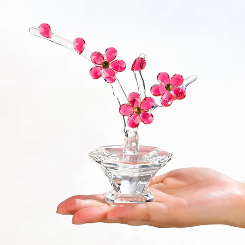 Miniatura 6 de Flores de cereza de cristal con tallos - Flores de vidrio con jarrones, regalos de cereza japonesa para esposa, novia, mujeres - Decoración de mesa