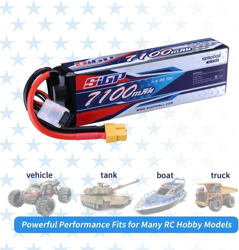 Miniatura 5 de 3S 11.1V Lipo Batería 7100mAh 70C Soft Pack con XT60 Conector para RC Coche Camión Tanque Barco Carreras Hobby