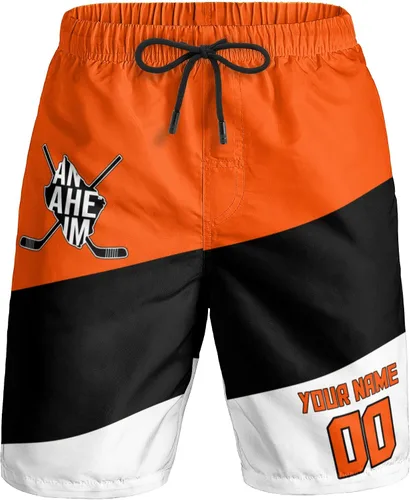 Custom Hockey Men's Shorts Gifts for Men Casual City Youth Fans Sport Beach Shorts Add Name & Number Quick Dry