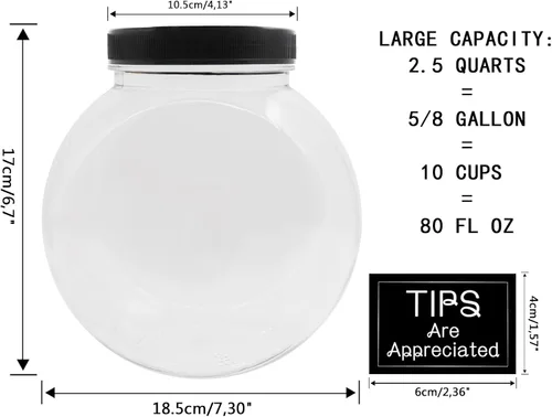 Miniatura 2 de Tarro grande para monedas, gran plástico transparente para monedas, cambio de dinero con tapa ranurada plateada, 2 métodos de colocación, monedas