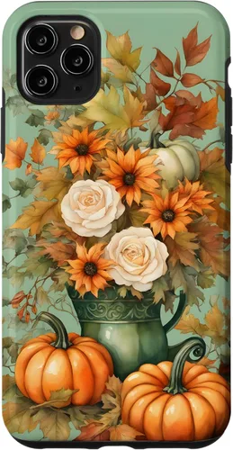 Miniatura 13 de Vintage Autumn Flower Fall Pumpkin Teal Case for iPhone 17