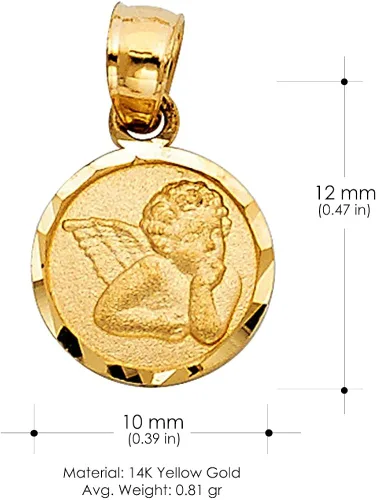 Miniatura 3 de Ioka Colgante de ángel de oro amarillo de 14 quilates con cadena Figaro 31 de 0039 pulgadas