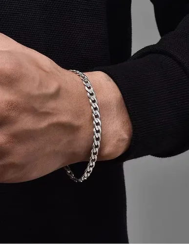 Miniatura 4 de 925 Sterling Silver Cuban Link Chain Bracelet 3mm 5mm 8mm Silver Bracelet for Men Women 6.5-9 Inches