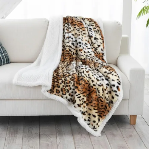 Miniatura 9 de Manta Sherpa de Vellón - 50x60 Pulgadas Lavable a Máquina Manta Reversible - Mantas Mullidas para Sofá, Silla o Cama por Lavish Home (Leopardo)