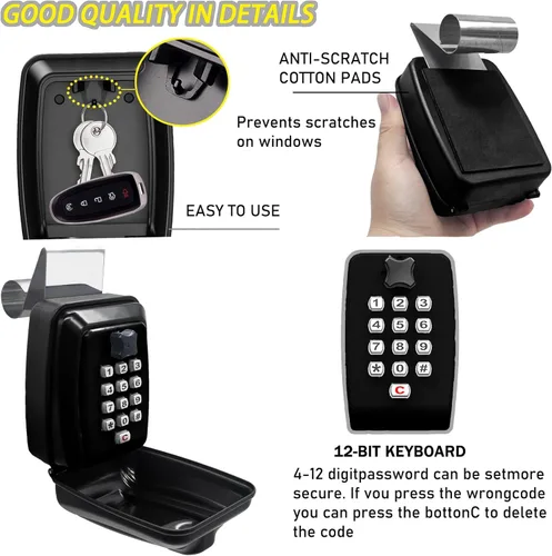 Miniatura 3 de Mejora SL-591 Caja de bloqueo de llave de coche, caja de bloqueo de ventana de automóvil para Turo, caja de bloqueo de botón de perforación