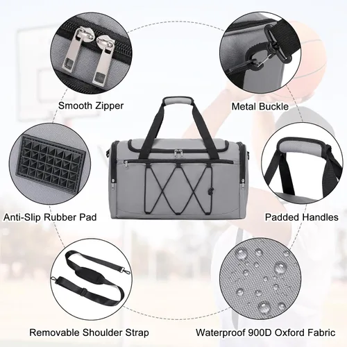 Miniatura 6 de Bolsa de lona para tenis para viajes, Gris