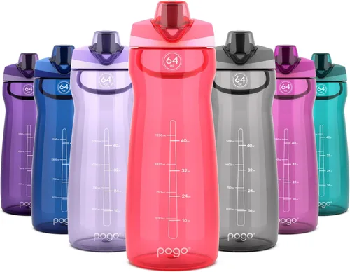Miniatura 22 de Pogo Botella de agua de plástico sin bisfenol A con tapa con pico de 32 onzas, color azul atolón Azul (Blue Atoll)