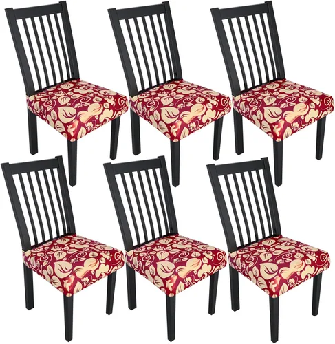 Miniatura 67 de Juego de 4 fundas elásticas para sillas de comedor, fundas para sillas de comedor con estampado floral, fundas para asientos de sillas con estampado