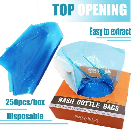 Miniatura 3 de Bolsas para botellas de lavado de tatuajes, 250 piezas de cubiertas de botellas de lavado de tatuajes, bolsas de botellas para botellas de lavado