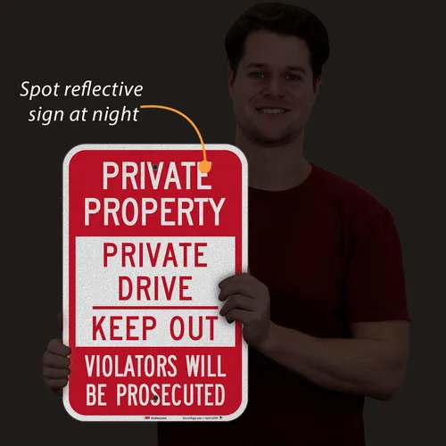 Miniatura 9 de SmartSign, señal reflectante con leyenda "Private Property - Private Drive Keep Out", 3 metros, 18 pulgadas de alto x 12 pulgadas de ancho