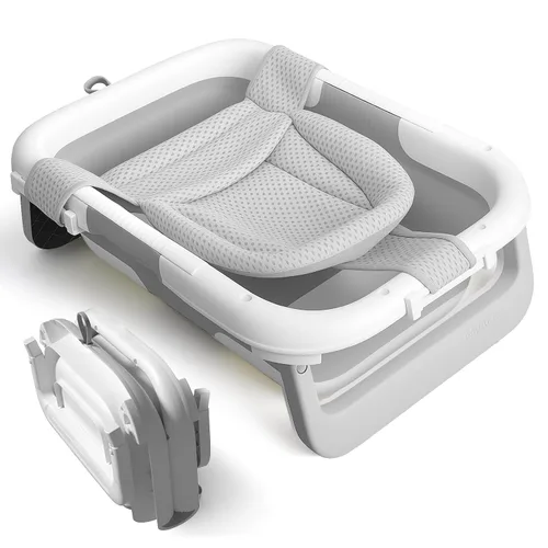 Bañera plegable para bebé con eslinga para recién nacido, bañera para bebé con diseño de drenaje rápido, bañera infantil para recién nacidos a niños