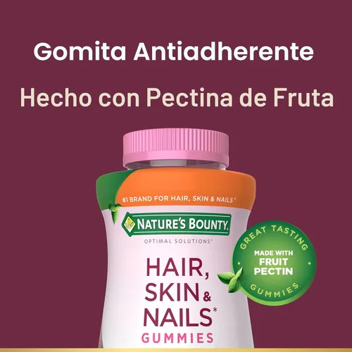 Miniatura 3 de Nature's Bounty Optimal Solutions Gomitas de pectina de colágeno para el cabello, la piel y las uñas, 100 mg de colágeno y 2,500 mcg de biotina por