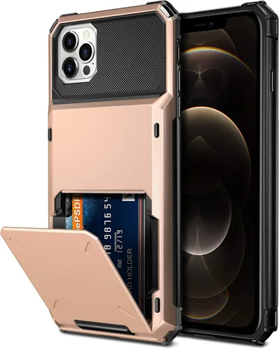 Miniatura 27 de Vofolen Funda compatible con iPhone 12, cartera 5G, 4 ranuras para tarjetas, tarjetero con bolsillo oculto, doble capa, cubierta trasera protectora