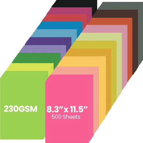 Thenshop 500 hojas de cartulina de 8.3 x 11.5 pulgadas, papel de cartulina tamaño A4, 8.11 oz/m², papel de construcción impreso de doble cara para