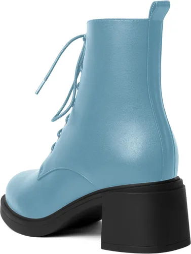 Miniatura 139 de ROSERWISH Botas altas de tacón bajo y grueso para mujer, con cordones, cómodas, modernas, con puntera redonda, de 2.5 pulgadas