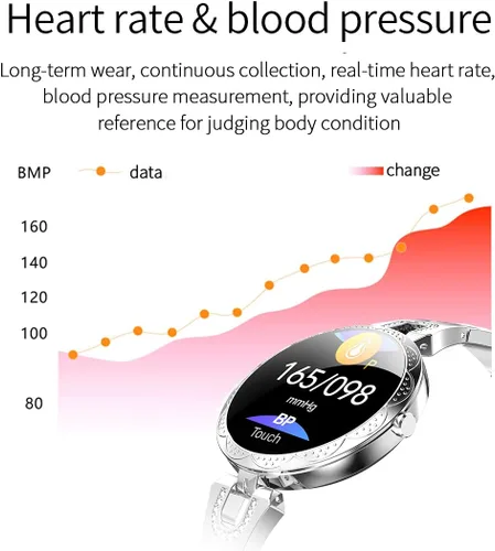 Miniatura 7 de Reloj inteligente para mujer, compatible con teléfonos Android/iOS. Rastreador de salud y fitness con frecuencia cardíaca, presión arterial