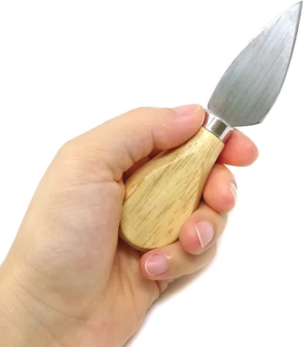 Miniatura 3 de Honbay Juego de 4 cuchillos de queso de acero inoxidable de viaje, cortadores de queso, cuchillos de queso con mango de madera para mantequilla