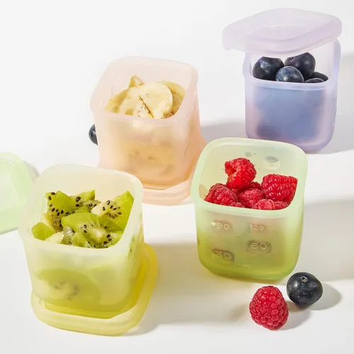 Miniatura 8 de Olababy Clear Sense - Contenedores de almacenamiento de silicona para alimentos para bebés, aperitivos, fórmula, puré, salsa y más, microplástico