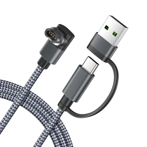 Itramax Cable de carga USB C 2 en 1 para Garmin Watch de 4 pies, cable de alimentación de carga USB para Garmin Fenix 8 E 7 7X 7S 6 Solar,
