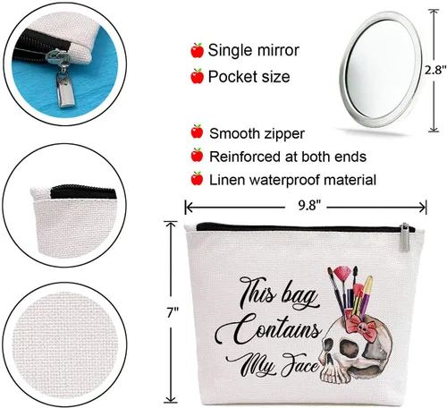 Miniatura 2 de GevGuxLuo A girl loves Makeup Bag, Beige, Contiene mi cara
