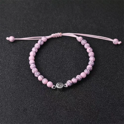 Miniatura 6 de Pulseras, elegante pulsera para parejas con 100 idiomas "I Loves You" Proyección en cristales mate piedra portátil para aniversarios
