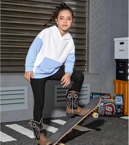 Miniatura 3 de Jxstar Sudadera de manga larga con capucha y cremallera para niñas, camisa suelta con bolsillo