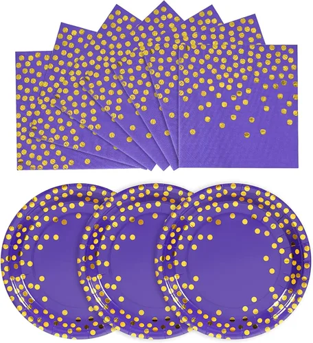 Miniatura 18 de Juego de platos y servilletas de papel rosa y oro rosa - 200 piezas - 100 platos de papel desechables de 7" y 100 servilletas de 6.5", suministros