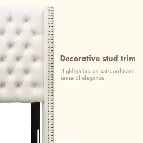 Miniatura 5 de Madison Park Cabecera tapizada Queen Wingback, con acolchado de esponja de alta densidad, cabecera de altura ajustable, fácil montaje, terciopelo