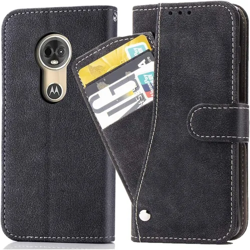 Compatible con Moto E5/G6 Play/MotoG6 Forge - Funda tipo cartera y protector de pantalla de vidrio templado, soporte para tarjeta de crédito,