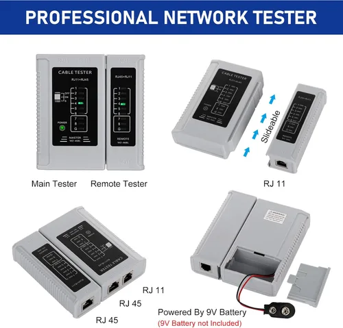 Miniatura 7 de Kit de herramientas de crimpado RJ45 para conectores modulares Cat5e Cat6 Cat6a 8P8C, herramienta de crimpado Ethernet todo en uno y probador