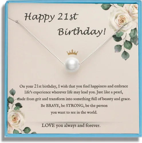 Miniatura 50 de Sereney Regalos de cumpleaños para niñas y mujeres, collar de perlas de plata esterlina como regalo de cumpleaños de 7, 9, 10, 11, 13, 15, 16, 18