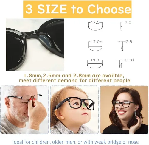 Miniatura 3 de Almohadillas de silicona para la nariz mejoradas, 12 pares de almohadillas adhesivas de silicona antideslizantes para gafas, lentes de sol, 0.110