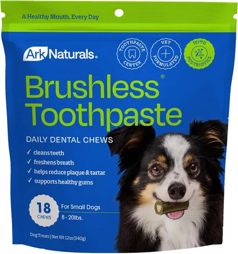 Arca Naturals productos para mascotas 326070, 12-onzas pasta de dientes sin cepillo masticable sin aliento, pequeña/mediana., 12 onza, Dorado y