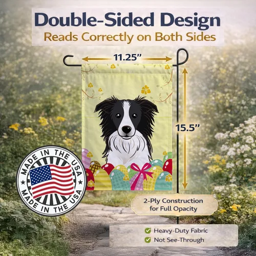 Miniatura 4 de Caroline's Treasures BB1923GF Bandera decorativa para jardín con diseño de Border Collie, para caza de huevos de Pascua, para jardín, jardín, patio