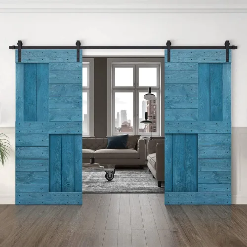 Miniatura 63 de TMS Serie N - Puerta corrediza interior de madera de pino anudada con kit de herrajes deslizantes (32 x 84 pulgadas, blanco)