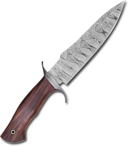 Miniatura 8 de El cuchillo de caza de hoja fija es tu mejor compañero de caza, cuchillo de supervivencia de acero de Damasco forjado a mano con mango de madera