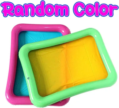 Miniatura 4 de Topwon Bandeja de arena inflable para niños, caja de arena portátil con moldes, color aleatorio (color al azar, 23 x 17)
