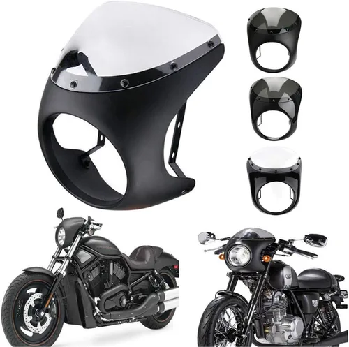 Miniatura 5 de Parabrisas de carenado retro para motocicleta de 7 pulgadas para Harley Touring Cafe Racer Old School Bobber Touring Dirt Bike